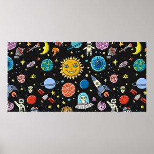 Póster Space Background. Planets of the solar system. Roc