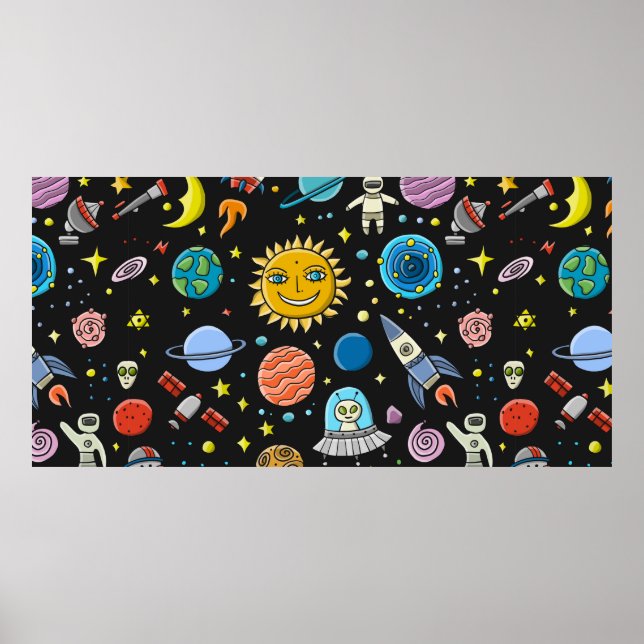 Póster Space Background. Planets of the solar system. Roc (Frente)