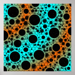 Póster Space Bubble Spots - Cyan/Orange