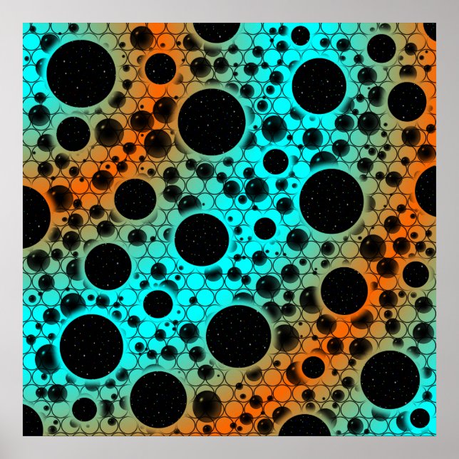 Póster Space Bubble Spots - Cyan/Orange (Frente)