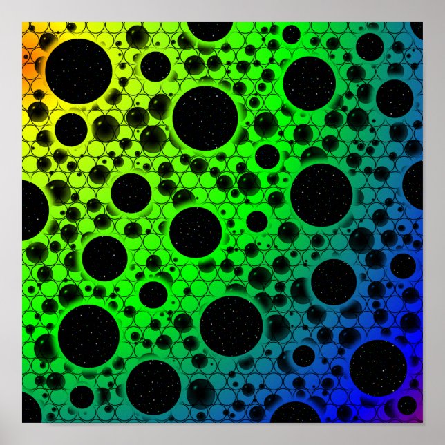 Póster Space Bubble Spots - Rainbow OYGBP (Frente)