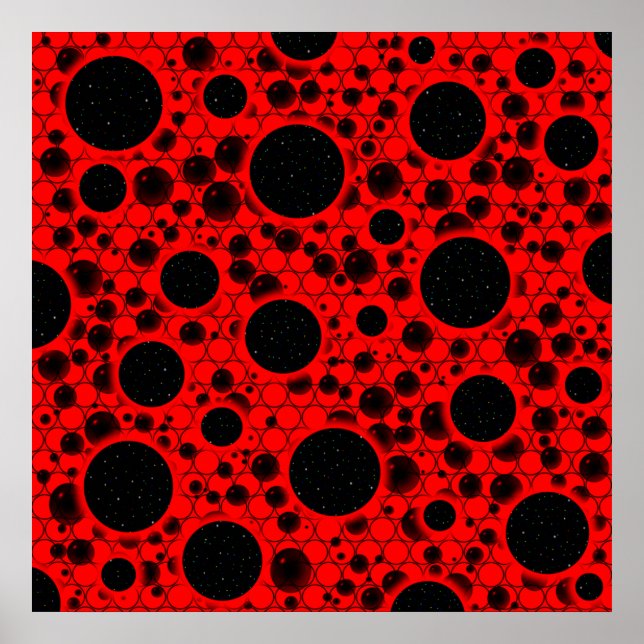 Póster Space Bubble Spots - Red (Frente)