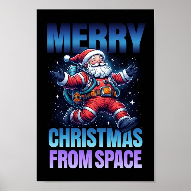 Póster Space Santa Astronaut Merry Christmas Art (Frente)