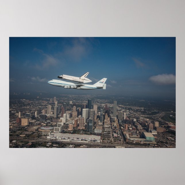 Póster Space Shuttle Endeavor over Houston Texas (Frente)