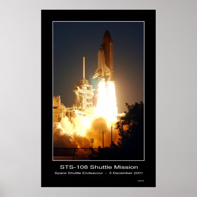 Póster Space Shuttle Endeavour Lift-off STS-108 (Frente)