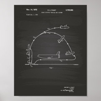 Póster Space Shuttle Vehicle 1972 Patent - Chalkboard