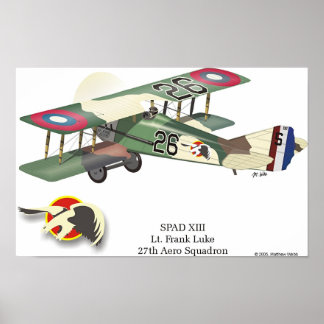 Póster Spad XIII volado por el teniente Frank Luke