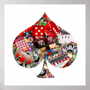 Póster Spade - Las Vegas Playing Card Shape