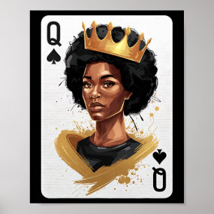 Póster Spades Queen Poker Card historia negra afroamerica