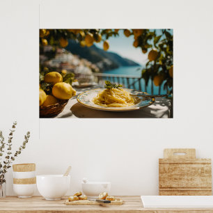 Póster Spaghetti con salsa de crema de limón