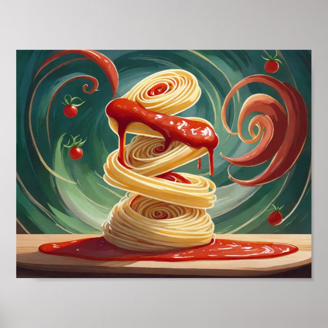 Póster Spaghetti mit Tomatensoße Wirbelwind (Frente)
