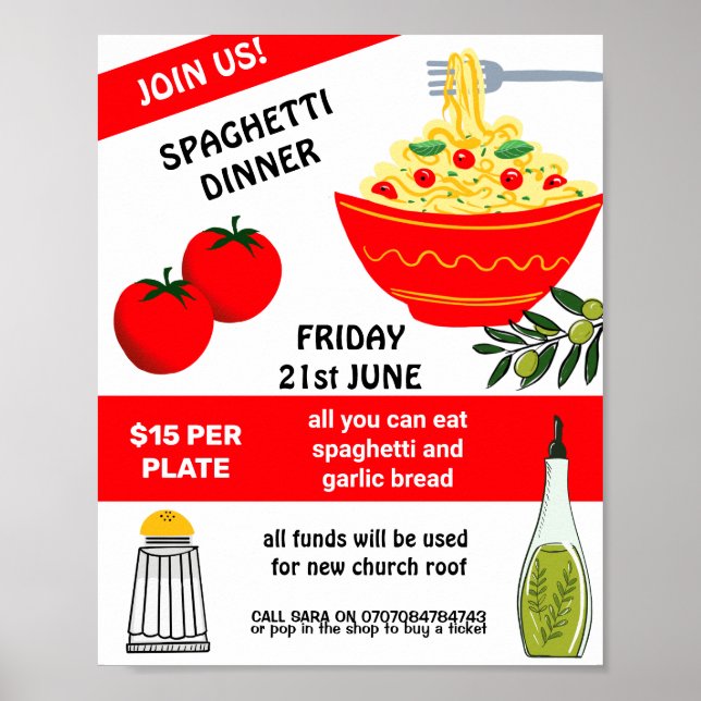 Póster Spaghetti spag bowiser para recaudar fondos (Frente)