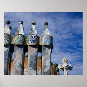 Póster Spain, Catalonia, Barcelona. Casa Batllo (1906). 2