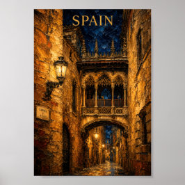 Póster Spain: Romantic Gothic Quarter Art Souvenir