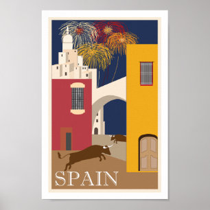 Póster Spain Travel Bull Vintage
