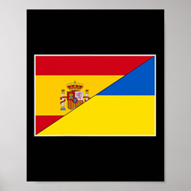 Póster Spain Ukraine Flag Spanish Ukrainian Support Citiz (Frente)