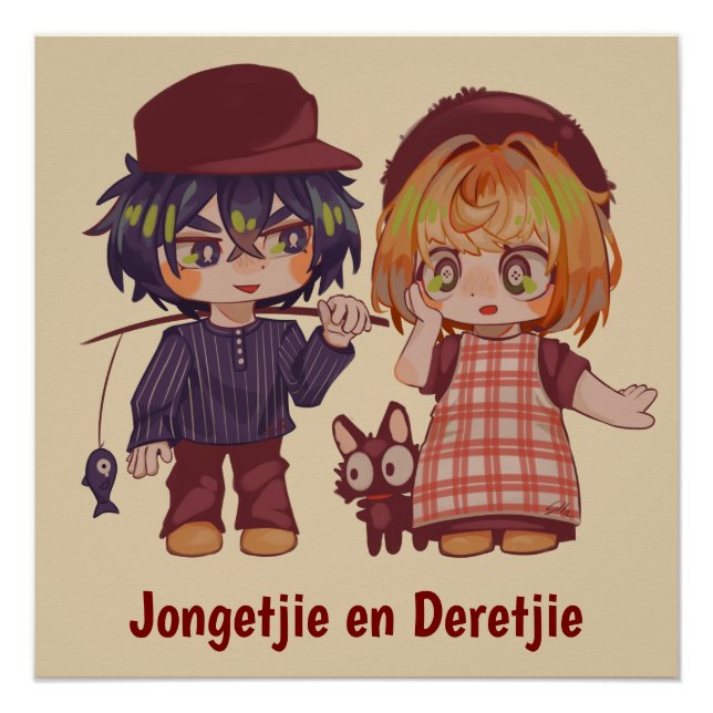 Póster Spakenburgs jongetje en meisje chibi (Anverso)
