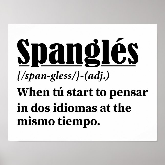 Póster Spanglés Funny Definition Bilingual (Frente)