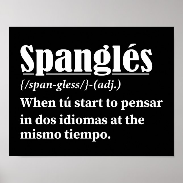 Póster Spanglés Funny Definition Bilingual (Frente)
