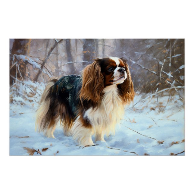 Póster Spaniel de juguete inglés Deja que nieve Navidad  (Anverso)