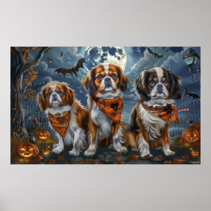 Póster Spaniel Tibetano Halloween Espeluznante 