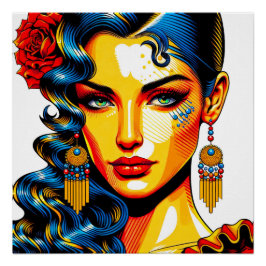 Póster Spanische Schönheit - Pop Farben Portrait