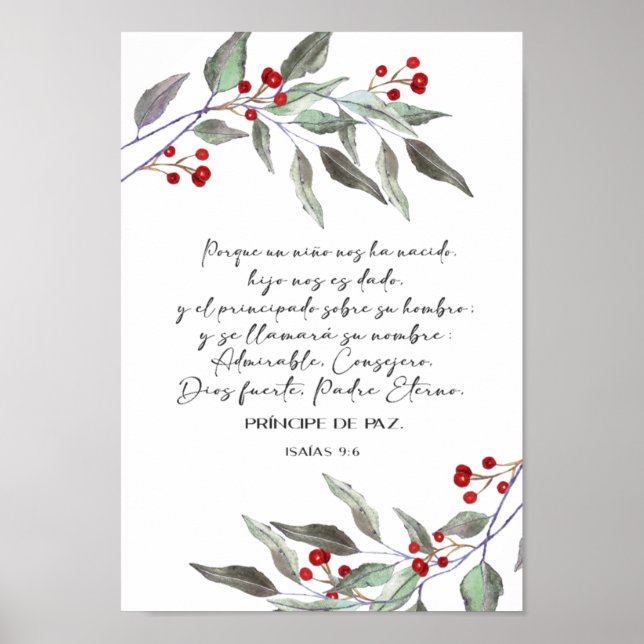 Póster Spanish bible verse Isaias 9 6 (Frente)