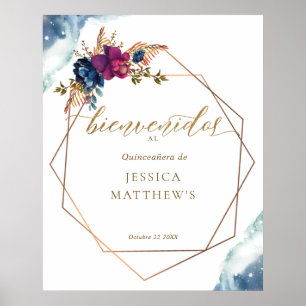Póster Spanish, Celestial Quinceañera Welcome Sign