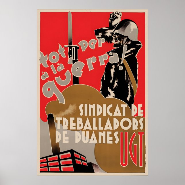 Póster Spanish Civil War Poster All for war! Customs (Frente)