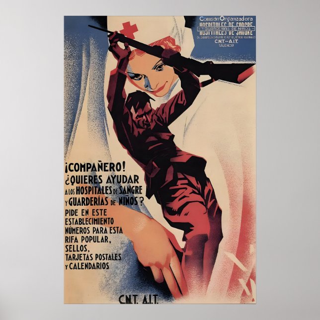 Póster Spanish Civil War Poster Comrade, help the (Frente)