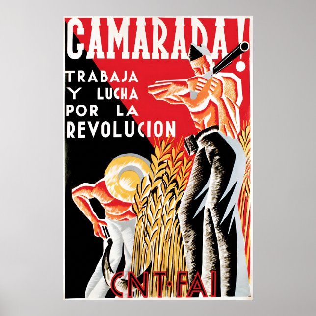 Póster Spanish Civil War Poster Comrade! Work and fight (Frente)