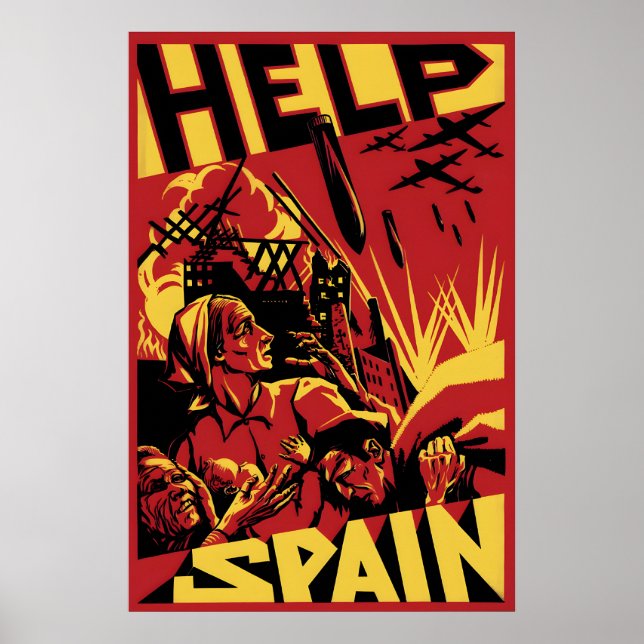 Póster Spanish Civil War Poster Help Spain! Second (Frente)