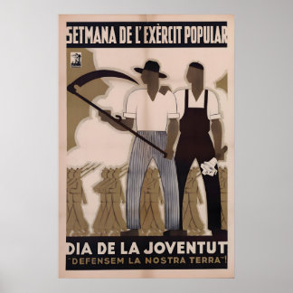 Póster Spanish Civil War Poster On youth day we defend