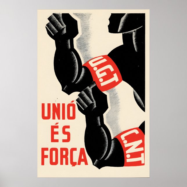 Póster Spanish Civil War Poster UGT CNT Unity is strength (Frente)