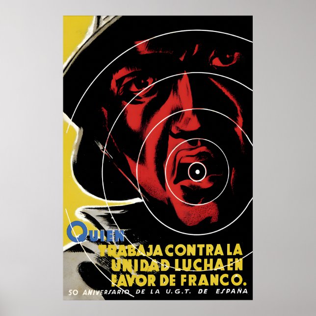 Póster Spanish Civil War Poster Who works against unity (Frente)