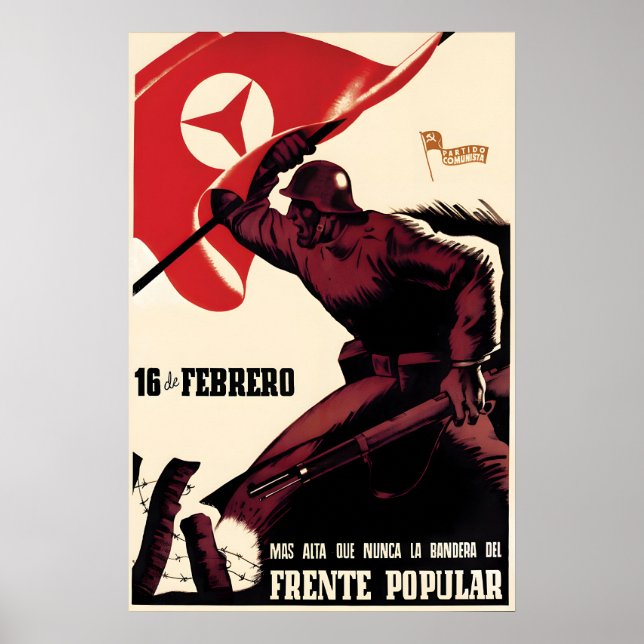 Póster Spanish Civil War Propaganda Poster The flag of (Frente)