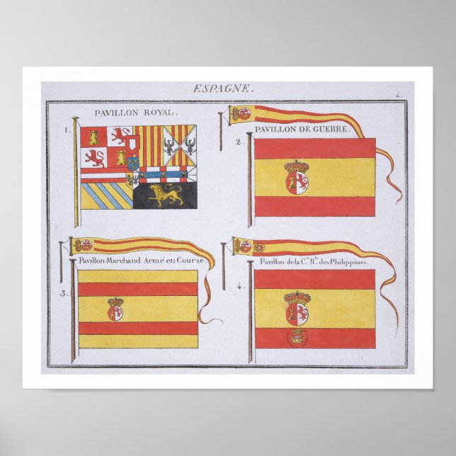 Póster Spanish Flags, from a French book of Flags, c.1819 (Frente)