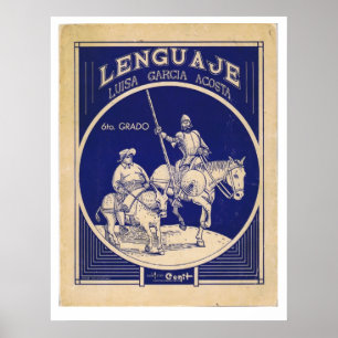 Póster Spanish Language Textbook Don Quixote Sancho Panza