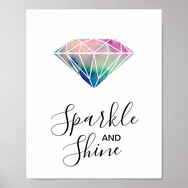 Póster Sparkle and Shine Watercolor Diamante Inspirador (Frente)