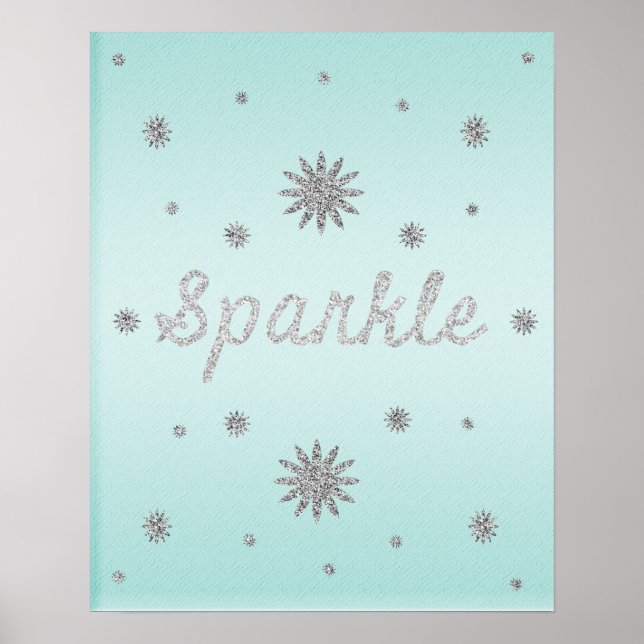 Póster Sparkle Aqua con Poster Purpurina plateado (Frente)