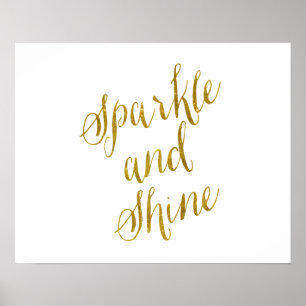 Póster Sparkle y Shine Cita Relieve metalizado dorado Fau