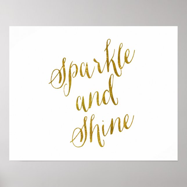 Póster Sparkle y Shine Cita Relieve metalizado dorado Fau (Frente)