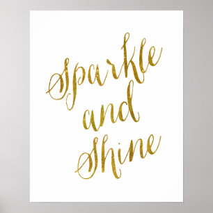 Póster Sparkle y Shine Cita Relieve metalizado dorado Fau