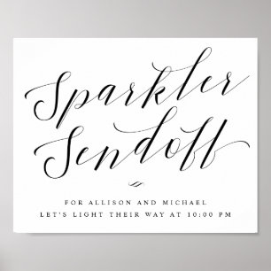 Póster Sparkler Sendoff Elegante Rótulo Boda de caligrafí