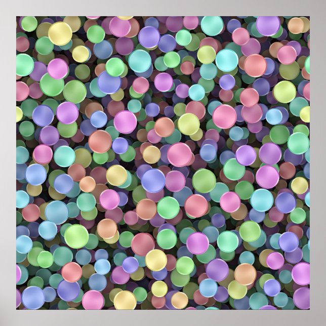 Póster Sparkling Rainbow Polka Dots (Frente)