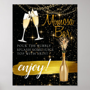 Póster Sparkly So Elegant Bridal Brunch Mimosa Bar Rótulo