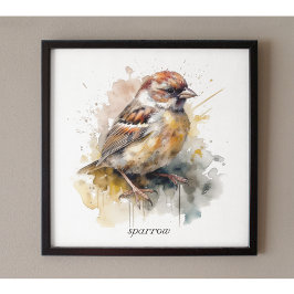 Póster Sparrow de acuarela rusa, personalizado