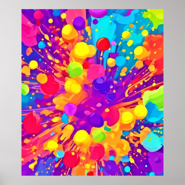 Póster Spatter de color vibrante (Frente)