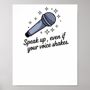 Póster Speak Up - Pegatina de micrófono motivacional
