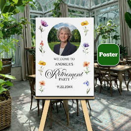 Póster Special Photo Elegant Floral Retirement Party